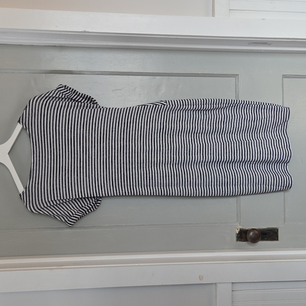 GAP Navy and White Striped Midi Dress Size M - Picture 2 of 4